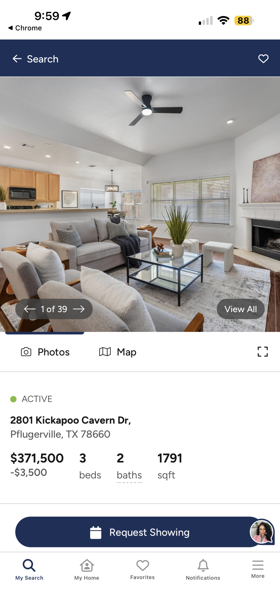 Doreen Sidney home search app on a phone